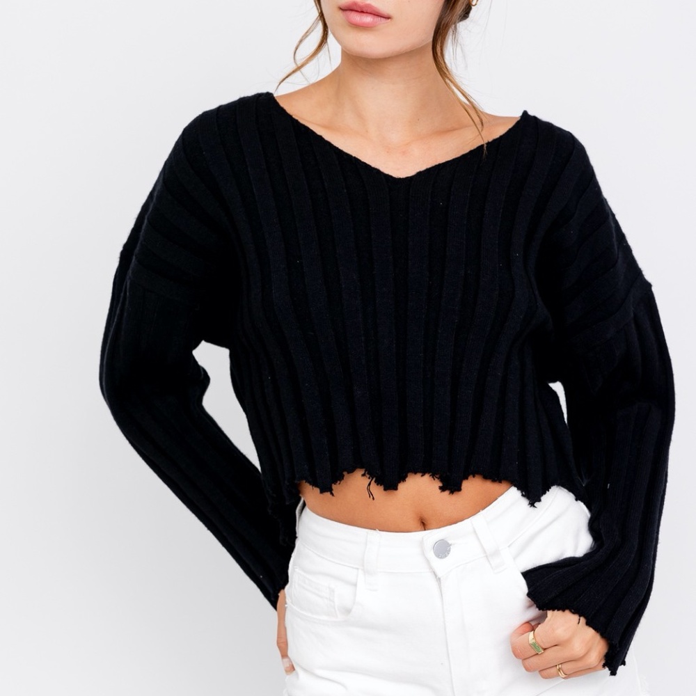 V  Neck Distressed  Sweater